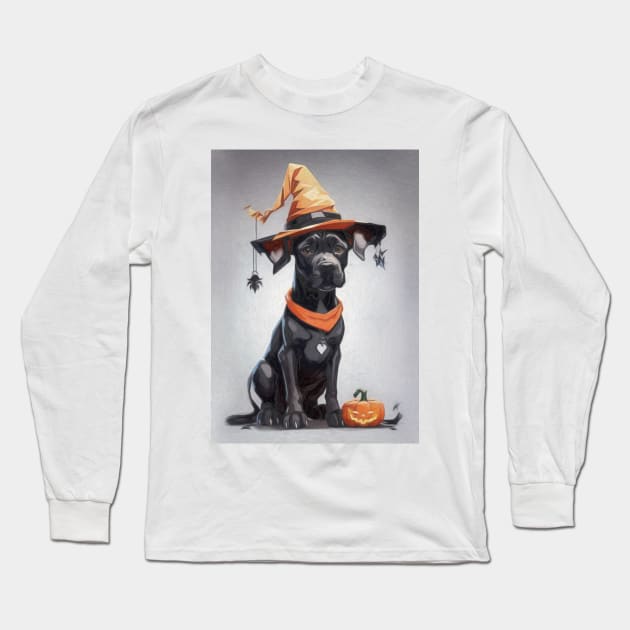 Great Dane Halloween Pup Long Sleeve T-Shirt by NikkiBear67